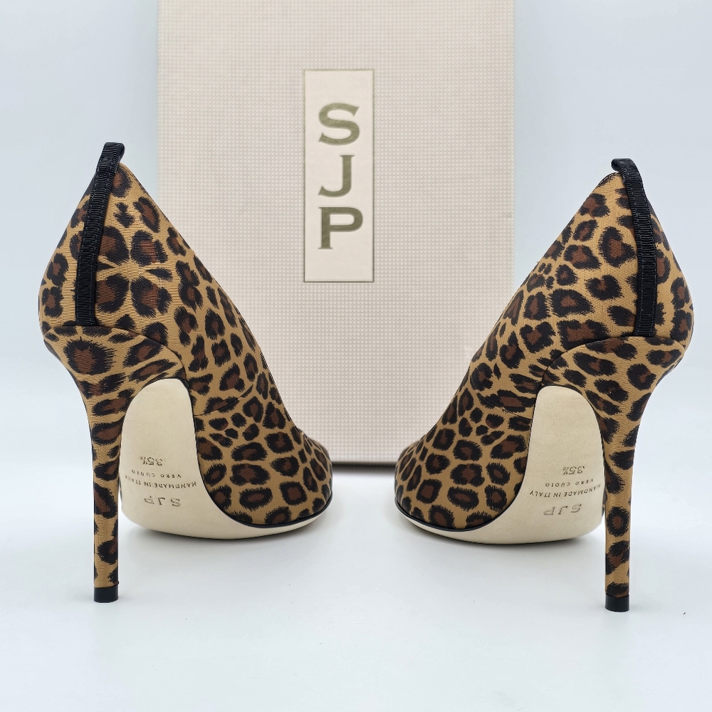 NIB SJP Sarah Jessica Parker Fawn Leopard Satin High-Heel Pumps, Italy35.5/US5.5 - Picture 6 of 16
